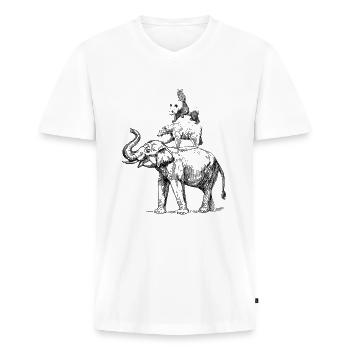 Stadtmusikanten - Männer Premium Bio T-Shirt mit V-Ausschnitt - Weiß - Vorne - Nico (187cm)