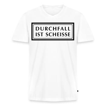 Durchfall ist Scheiße - Männer Premium Bio T-Shirt mit V-Ausschnitt - Weiß - Vorne - Nico (187cm)