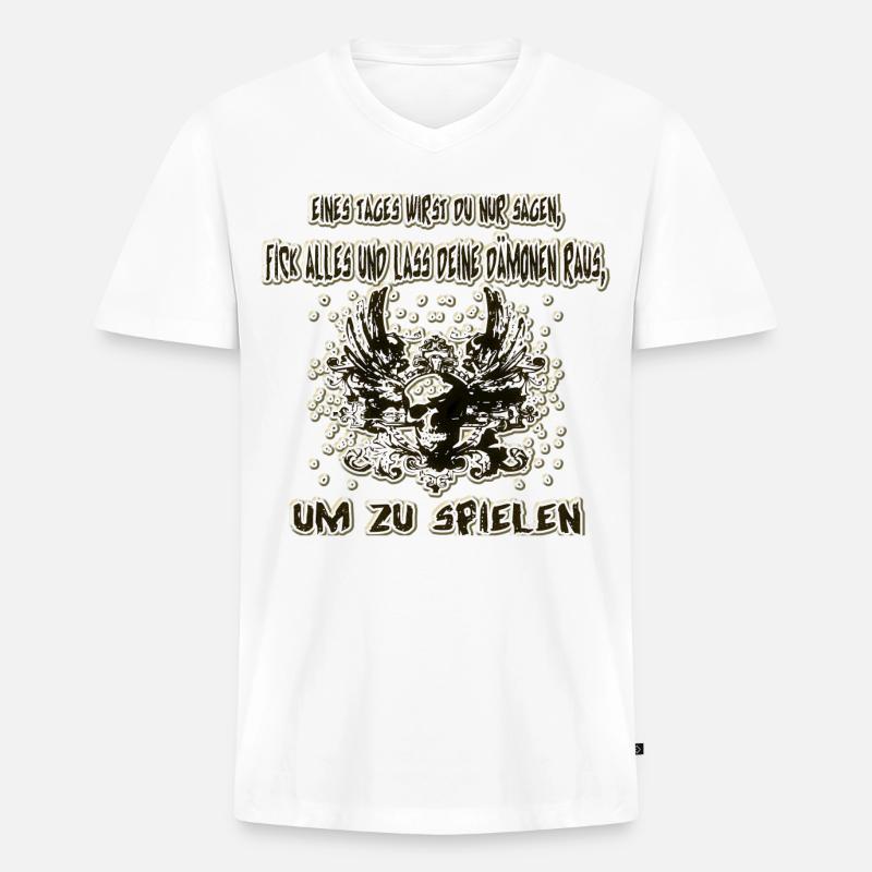Dämon raus lassen - Männer Premium Bio T-Shirt mit V-Ausschnitt - Weiß