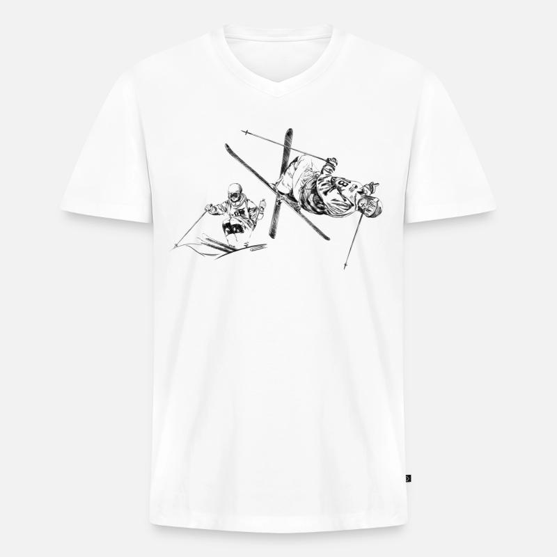 Mogul skiing - Männer Premium Bio T-Shirt mit V-Ausschnitt - Weiß