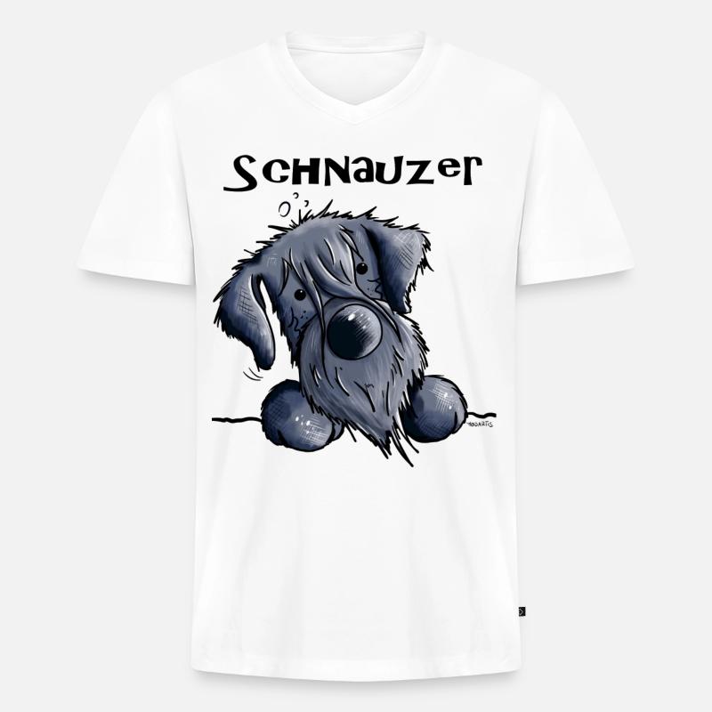 Süßer Schnauzer - Männer Premium Bio T-Shirt mit V-Ausschnitt - Weiß