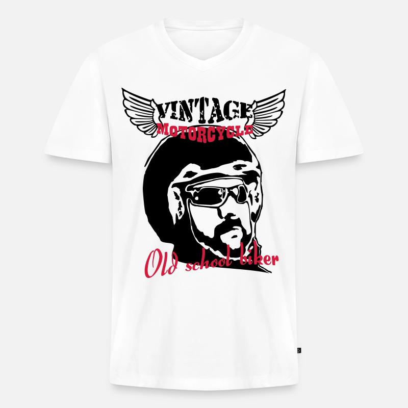 Old Biker Motorcycle 1 - Männer Premium Bio T-Shirt mit V-Ausschnitt - Weiß