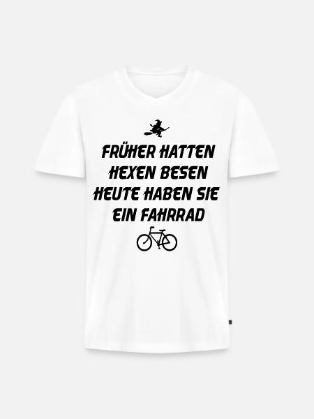 Hexenbesen Fahrrad - Männer Premium Bio T-Shirt mit V-Ausschnitt - Weiß