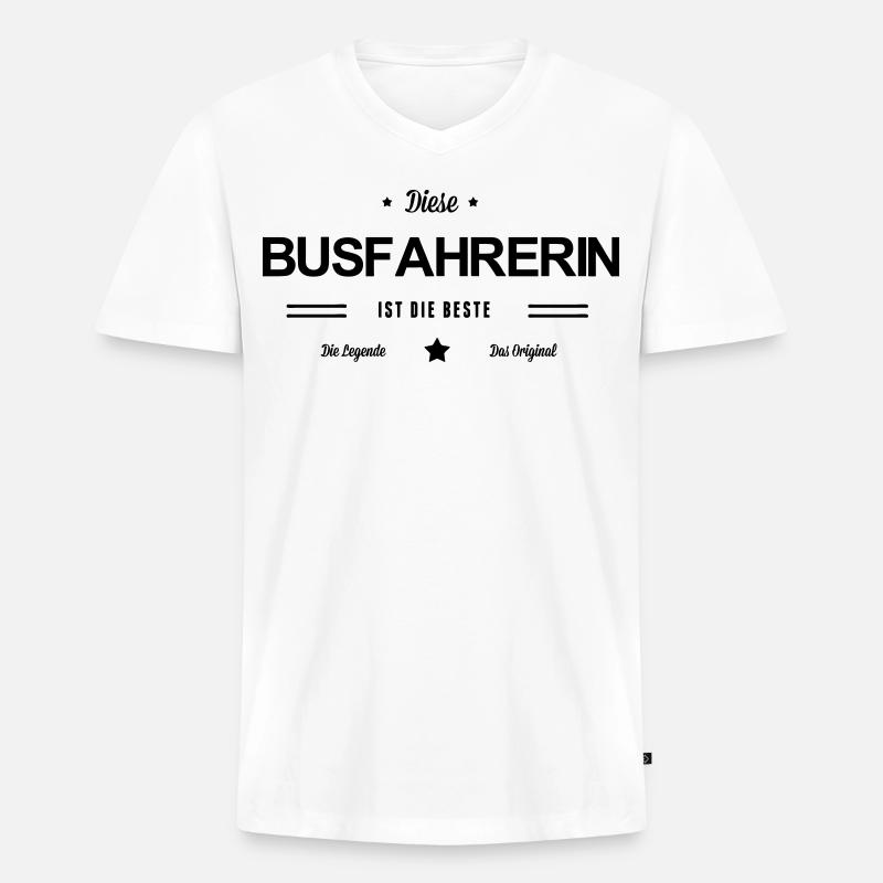 Beste Busfahrerin - Männer Premium Bio T-Shirt mit V-Ausschnitt - Weiß