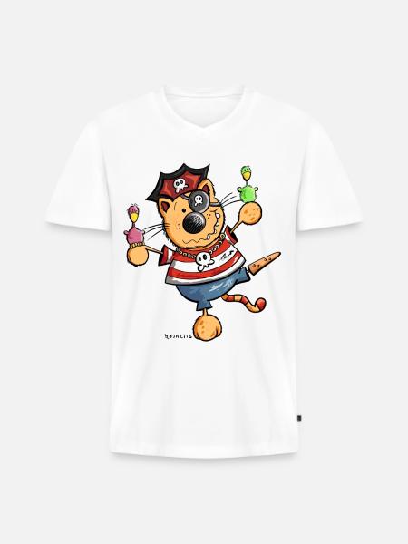 Pirate cat - Men's Premium Organic T-shirt with V-neck - white