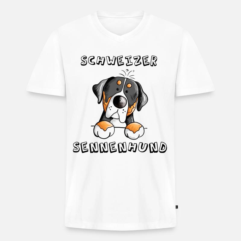 Großer Schweizer Sennenhund - Männer Premium Bio T-Shirt mit V-Ausschnitt - Weiß