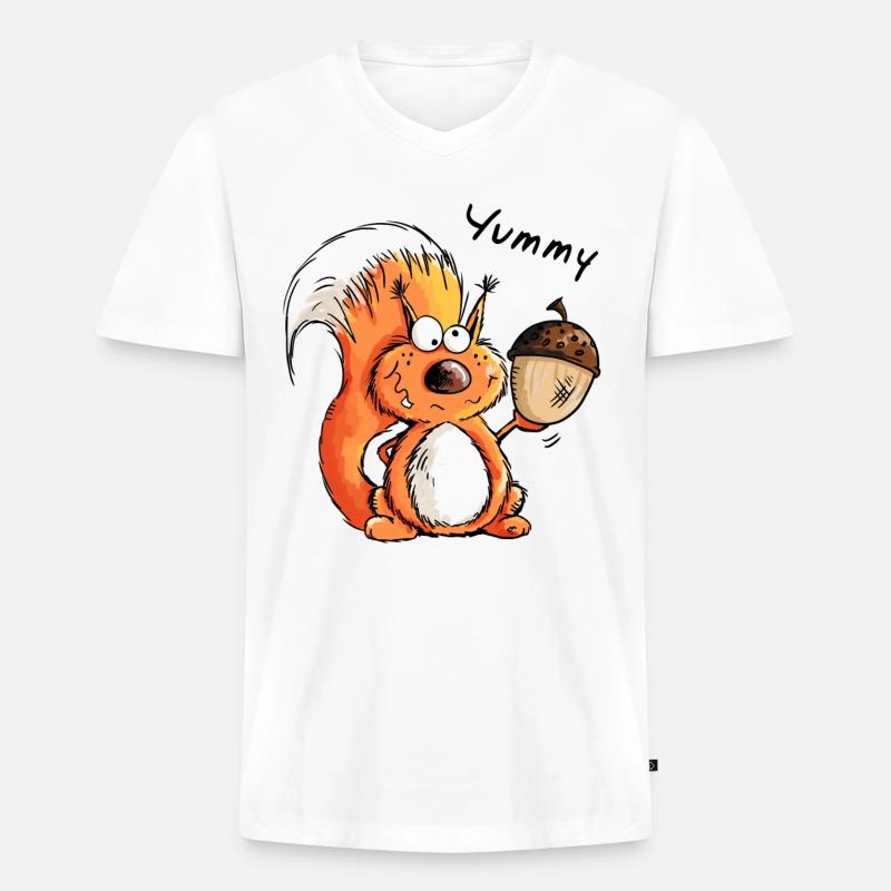 Yummy Eichhörnchen - Tier - Tiere - Comic - Männer Premium Bio T-Shirt mit V-Ausschnitt - Weiß