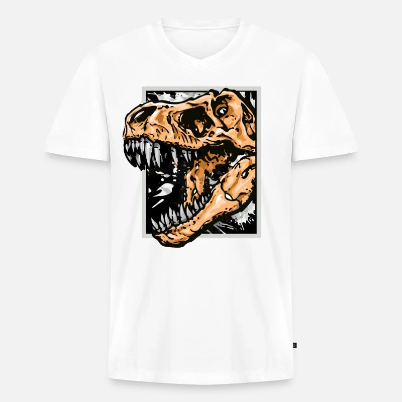 Dinosaurier / T-Rex / Trex / Geschenkidee - Männer Premium Bio T-Shirt mit V-Ausschnitt - Weiß
