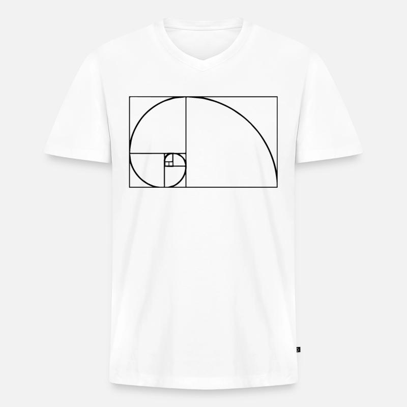 Fibonacci Tshirt - Männer Premium Bio T-Shirt mit V-Ausschnitt - Weiß