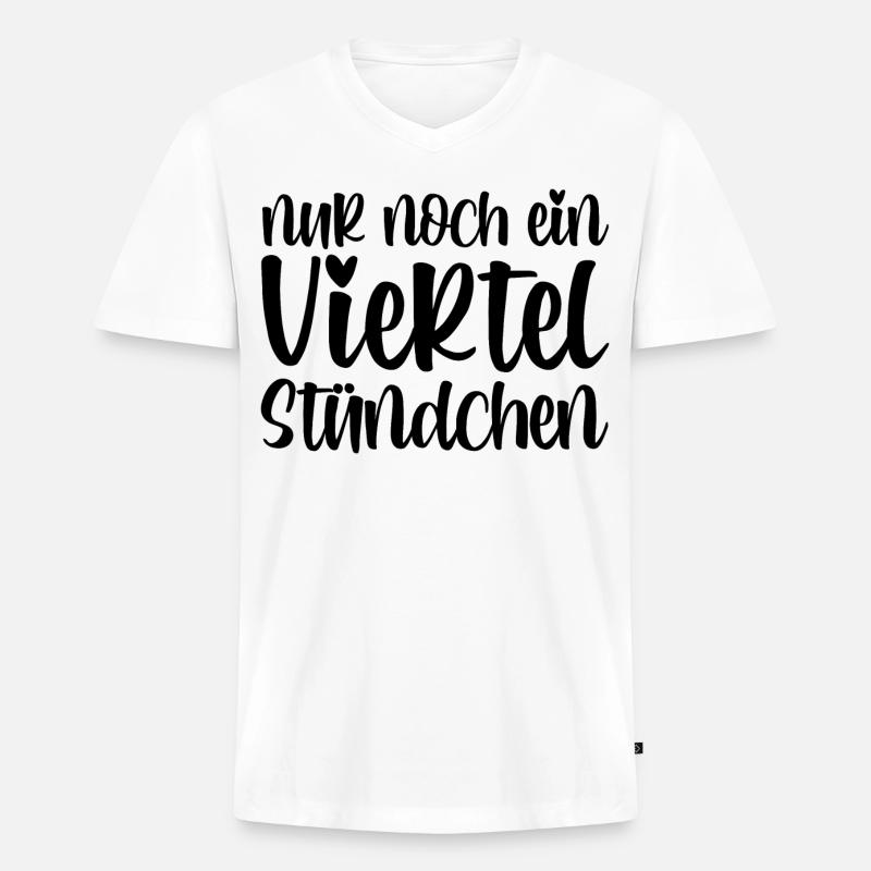 Nur noch ein viertel Stündchen - Männer Premium Bio T-Shirt mit V-Ausschnitt - Weiß