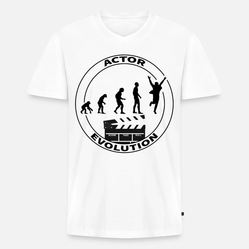 Cadeau d'interprète acteur d'évolution - T-shirt encolure en V Premium bio Homme - blanc
