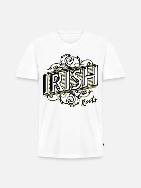 Irish Roots - Ireland - Irland - Shamrock - Männer Premium Bio T-Shirt mit V-Ausschnitt - Weiß