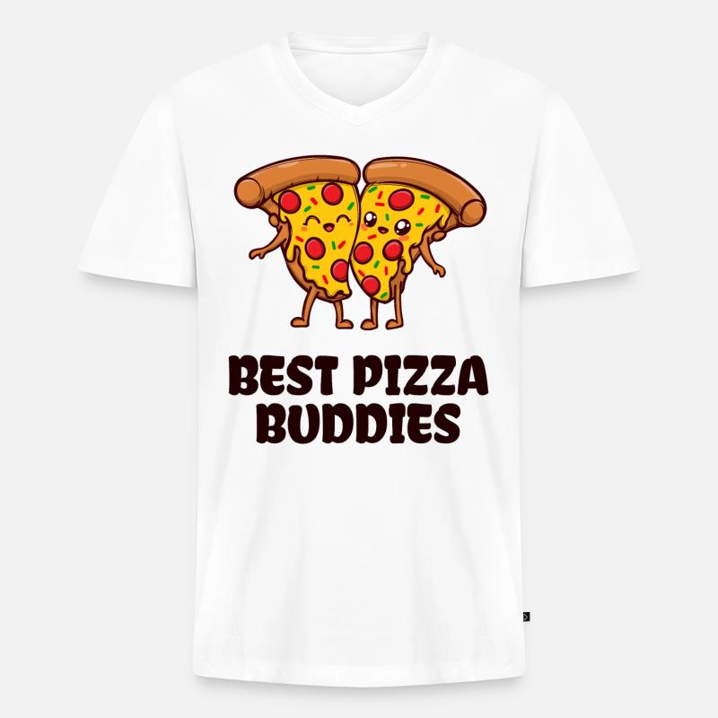 Pizza Buddy Beste Freunde Statement - Männer Premium Bio T-Shirt mit V-Ausschnitt - Weiß