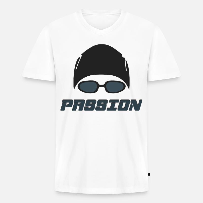 Swimming - Männer Premium Bio T-Shirt mit V-Ausschnitt - Weiß