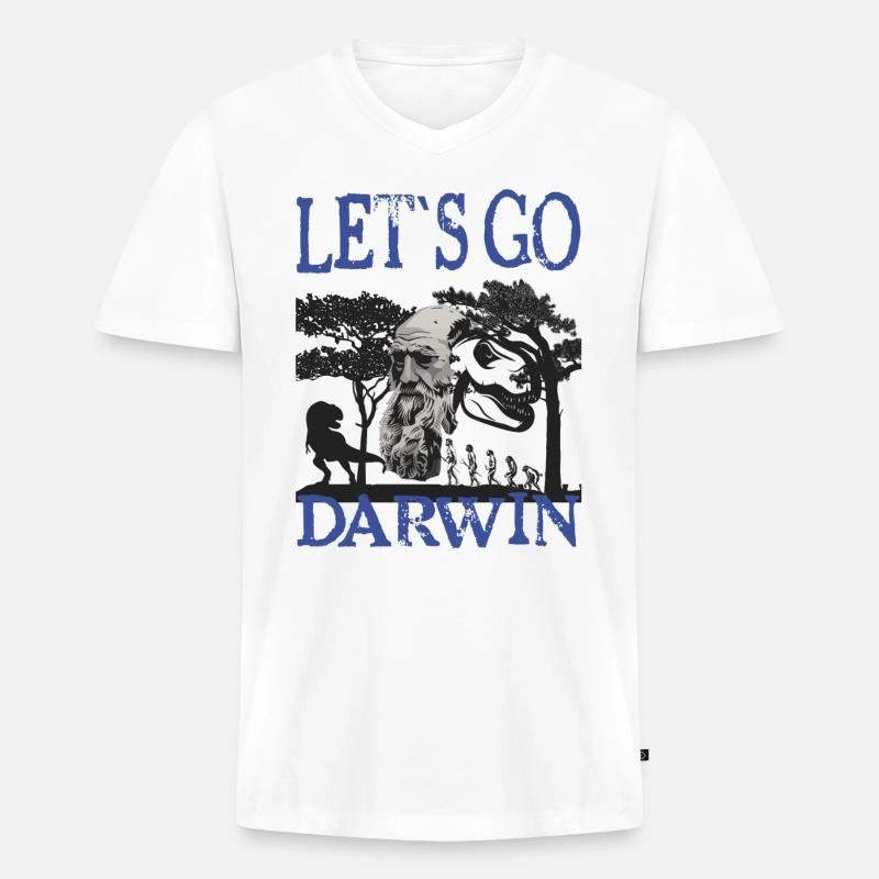 Charles Darwin Evolution textile gift idea - Men's Premium Organic T-shirt with V-neck - white