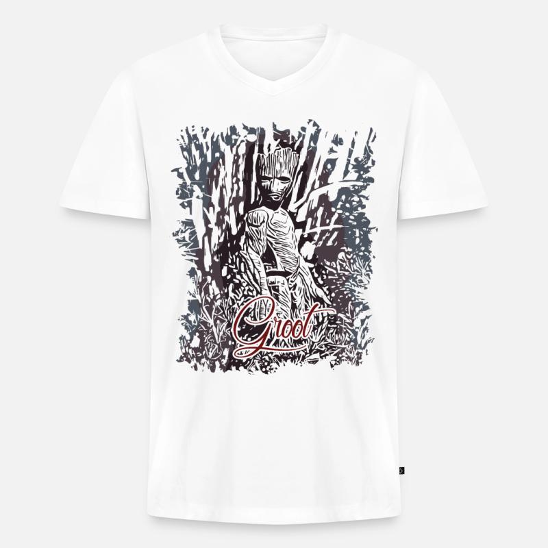 Wurzelmännlein Groot - Männer Premium Bio T-Shirt mit V-Ausschnitt - Weiß