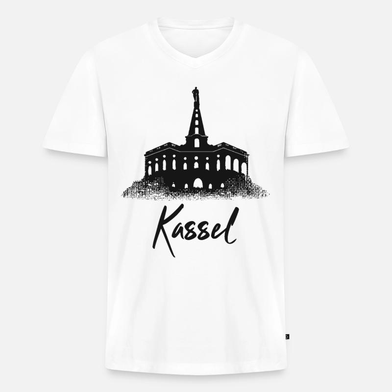 Herkules Kassel - Männer Premium Bio T-Shirt mit V-Ausschnitt - Weiß