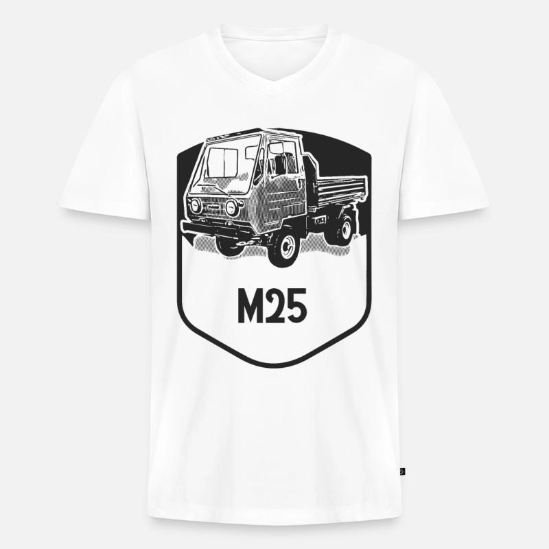 M25 Multicar DDR Klassiker - Männer Premium Bio T-Shirt mit V-Ausschnitt - Weiß