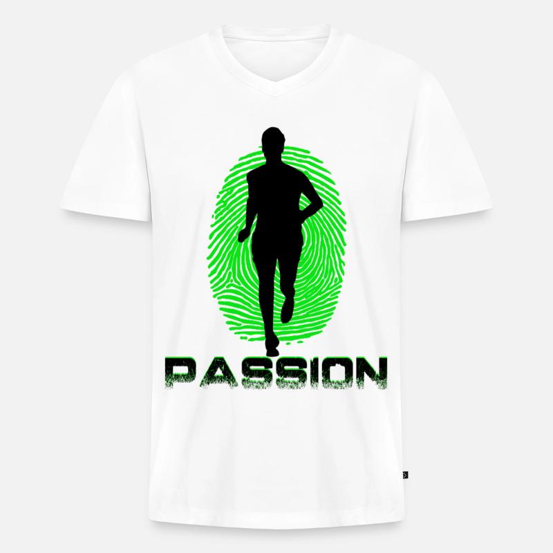 Runner - Männer Premium Bio T-Shirt mit V-Ausschnitt - Weiß