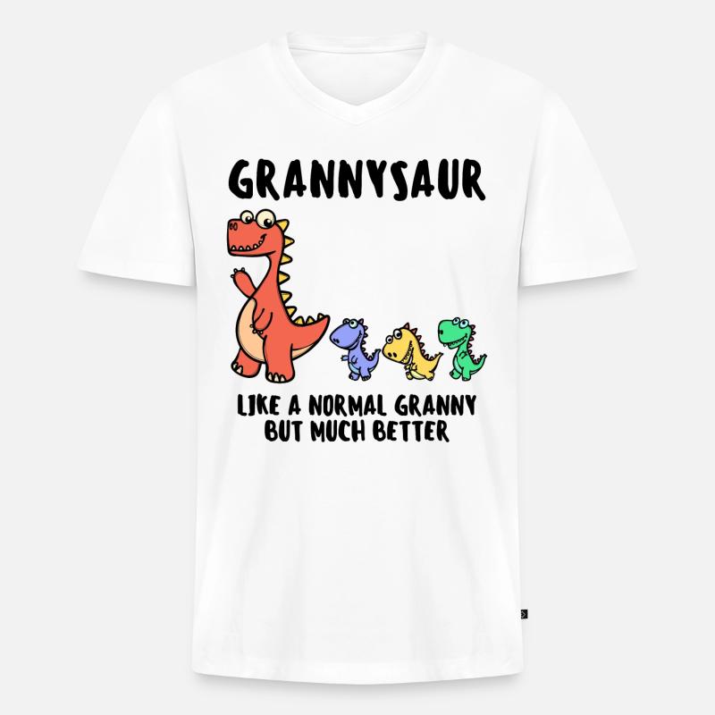 Oma Großmutter Dinosaurier Lustig Statement - Männer Premium Bio T-Shirt mit V-Ausschnitt - Weiß