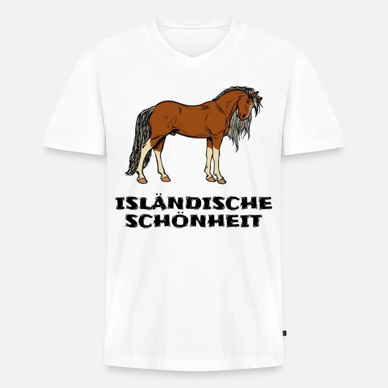 Isländer Pferde Statement Islandpferde Pferdenarr - Männer Premium Bio T-Shirt mit V-Ausschnitt - Weiß