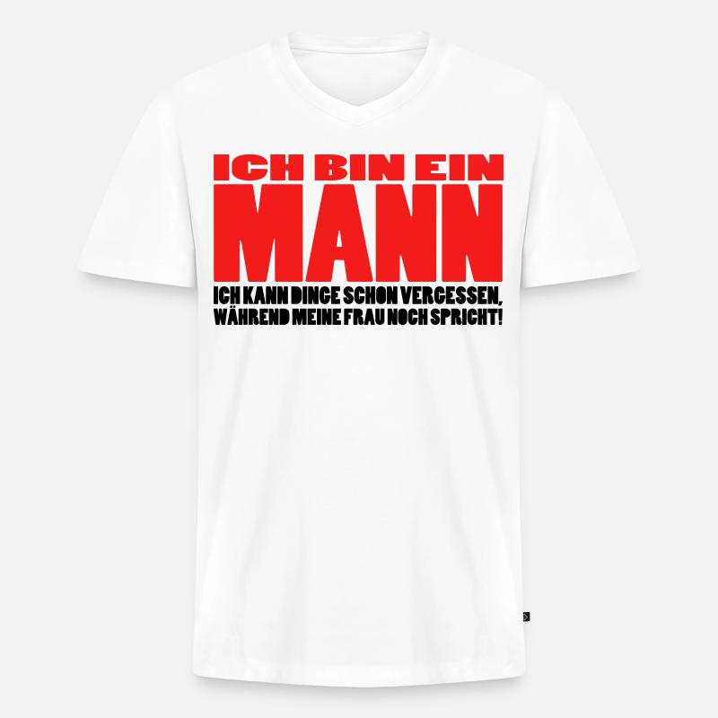 mann spruch witzig männer ehemann ehe - Männer Premium Bio T-Shirt mit V-Ausschnitt - Weiß