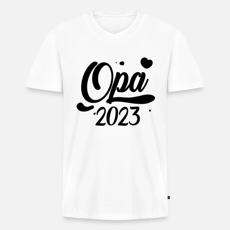 Opa 2023 loading - Männer Premium Bio T-Shirt mit V-Ausschnitt - Weiß
