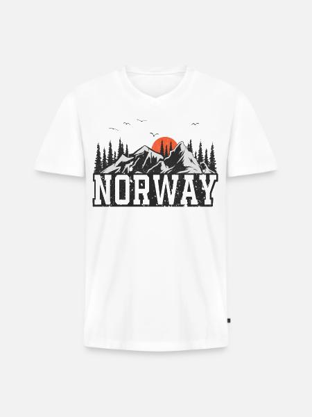 Norway - Men's Premium Organic T-shirt with V-neck - white