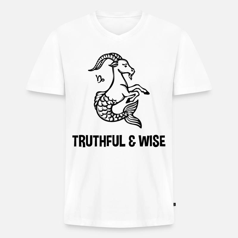 Sternzeichen Statement Steinbock Horoskop Galaxie - Männer Premium Bio T-Shirt mit V-Ausschnitt - Weiß