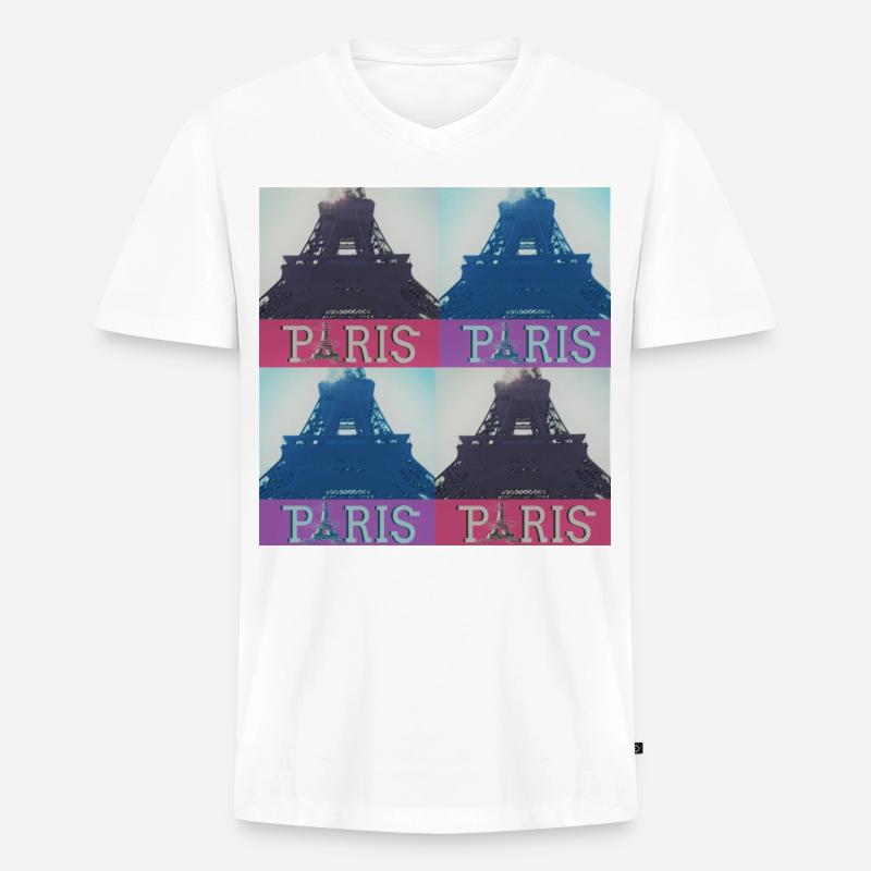 paris eiffel - Männer Premium Bio T-Shirt mit V-Ausschnitt - Weiß