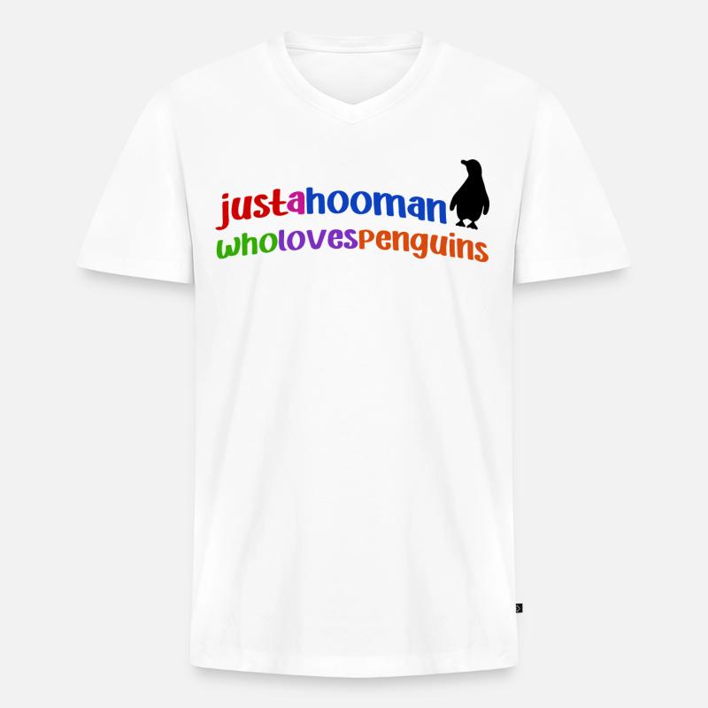 Pinguin Cool Statement Tier Südpol Vogel - Männer Premium Bio T-Shirt mit V-Ausschnitt - Weiß