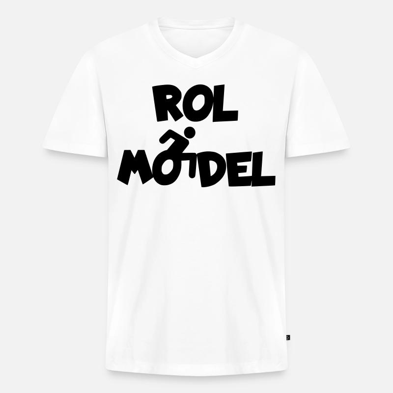 Jeder Rollstuhlfahrer ist ein Vorbild # - Männer Premium Bio T-Shirt mit V-Ausschnitt - Weiß
