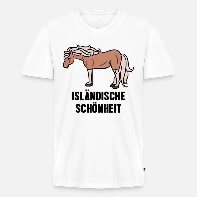 Pferde Islandpferde Statement Pferdenarr - Männer Premium Bio T-Shirt mit V-Ausschnitt - Weiß