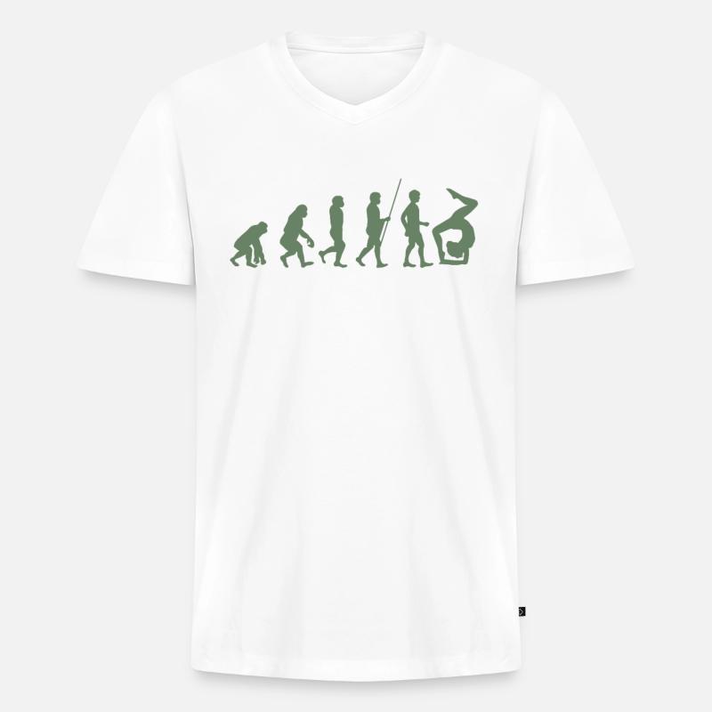 Turnerin Turner Evolution der Turnerin - Männer Premium Bio T-Shirt mit V-Ausschnitt - Weiß