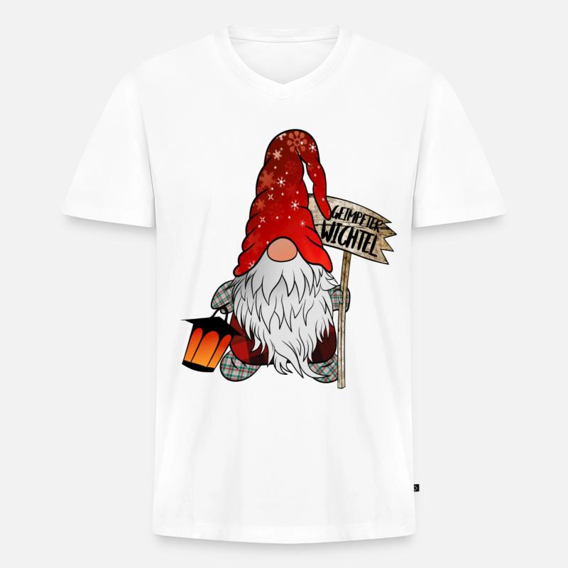 Geimpfter Wichtel - Männer Premium Bio T-Shirt mit V-Ausschnitt - Weiß