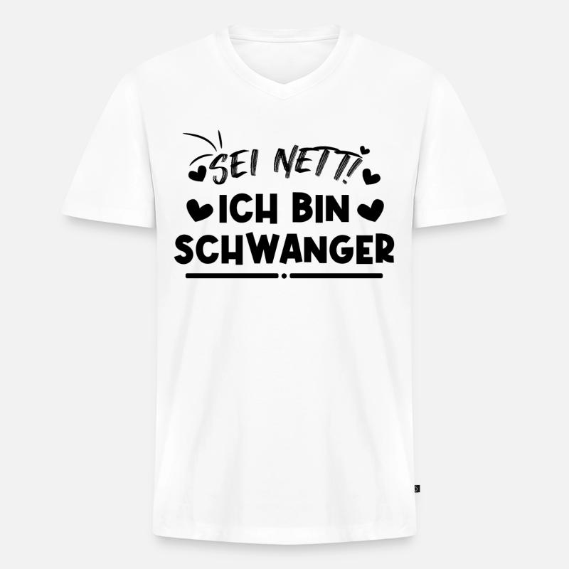 Schwanger Statement Herz Schwangerschaft Mutter - Männer Premium Bio T-Shirt mit V-Ausschnitt - Weiß