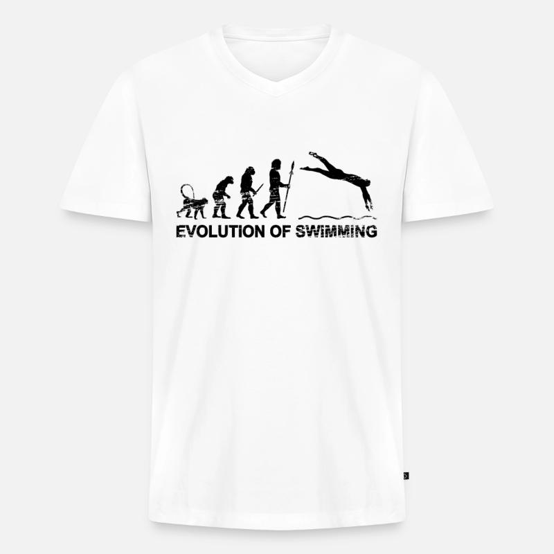 Schwimmer Evolution - Männer Premium Bio T-Shirt mit V-Ausschnitt - Weiß