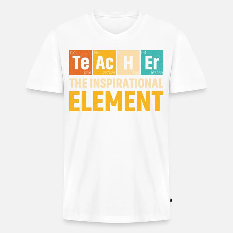 Lehrer Das inspirierende Element Lehrer - Männer Premium Bio T-Shirt mit V-Ausschnitt - Weiß