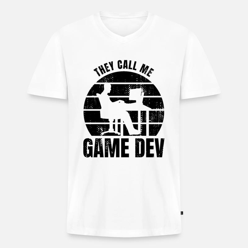 Game Developer - Männer Premium Bio T-Shirt mit V-Ausschnitt - Weiß