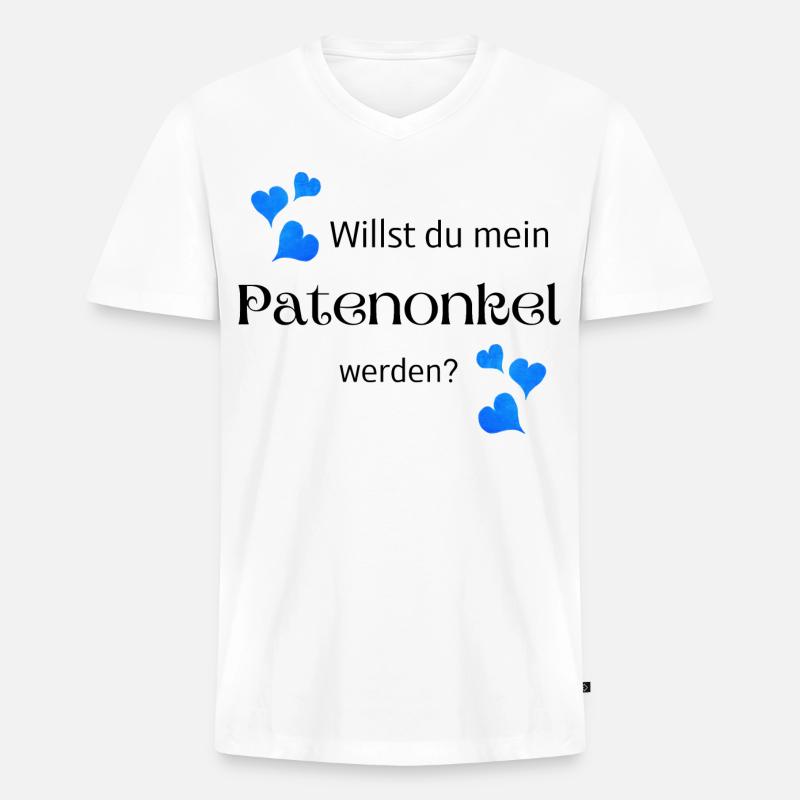 Willst du mein Patenonkel werden - Männer Premium Bio T-Shirt mit V-Ausschnitt - Weiß
