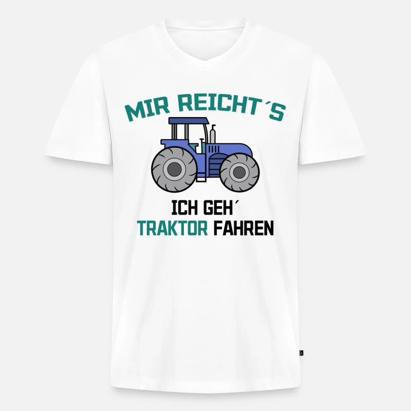 Traktor Statement Bauer Ackerbau Kraftfahrzeug - Männer Premium Bio T-Shirt mit V-Ausschnitt - Weiß