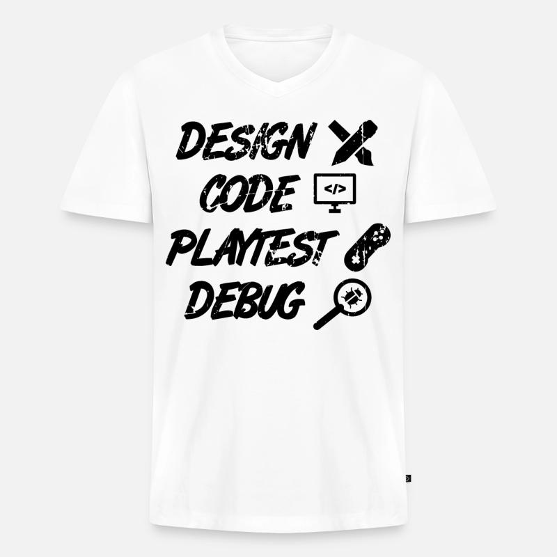 Design Code Playtest Debug - Männer Premium Bio T-Shirt mit V-Ausschnitt - Weiß