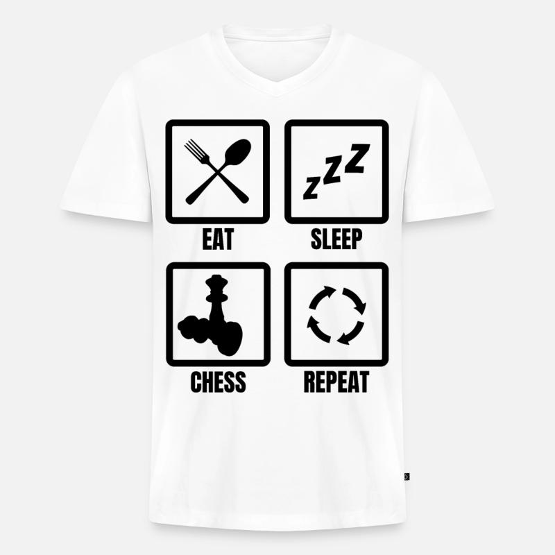 Schach Routine - Männer Premium Bio T-Shirt mit V-Ausschnitt - Weiß