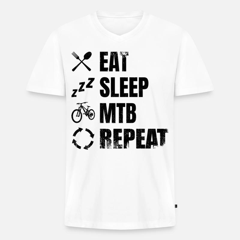 Mountainbiker Routine - Männer Premium Bio T-Shirt mit V-Ausschnitt - Weiß