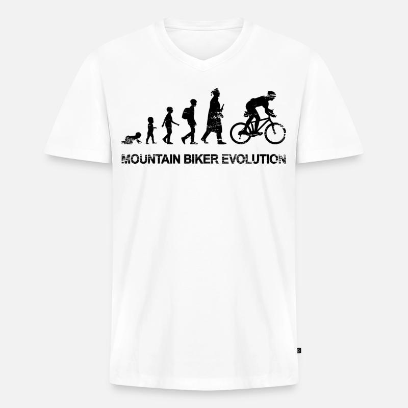 Entwicklung eines Mountainbikers - Männer Premium Bio T-Shirt mit V-Ausschnitt - Weiß