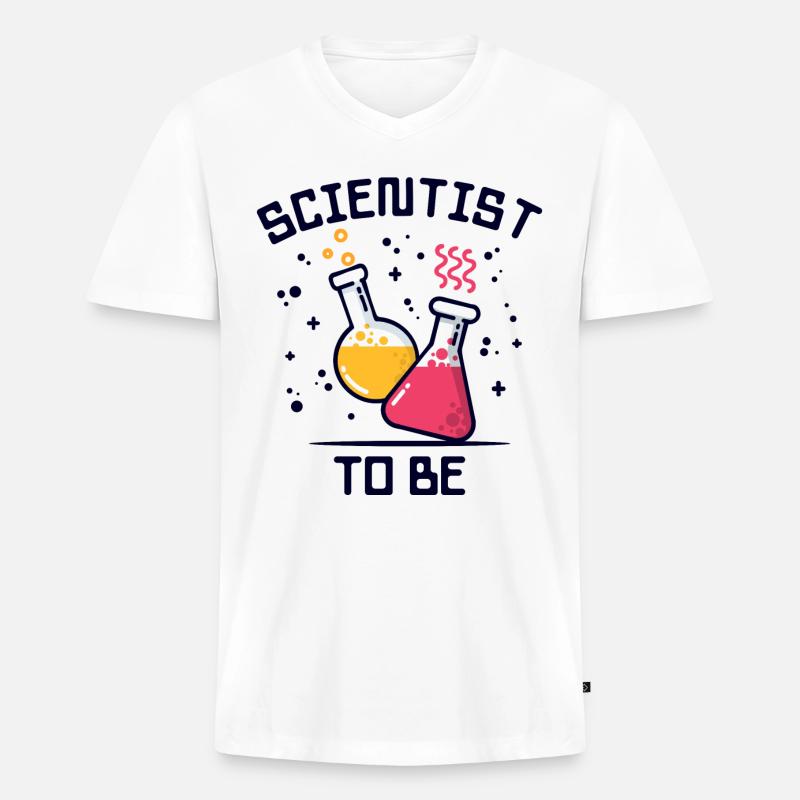 Workaholic Wissenschafter Statement Beruf Karriere - Männer Premium Bio T-Shirt mit V-Ausschnitt - Weiß