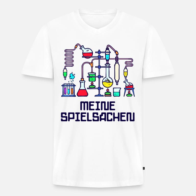 Beruf Wissenschafter Statement Workaholic Karriere - Männer Premium Bio T-Shirt mit V-Ausschnitt - Weiß