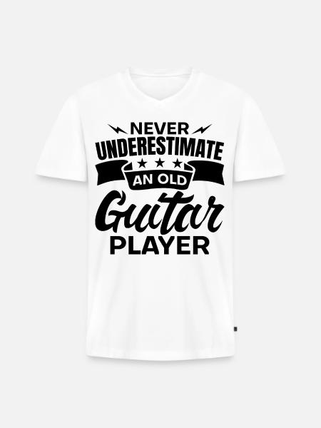 Old Guitarist - Men's Premium Organic T-shirt with V-neck - white