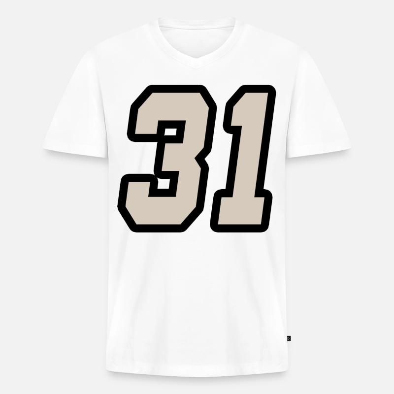 Nummer einunddreißig 31 - Männer Premium Bio T-Shirt mit V-Ausschnitt - Weiß