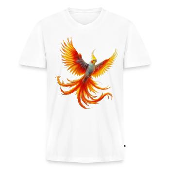 Nymphensittich (15) - Männer Premium Bio T-Shirt mit V-Ausschnitt - Weiß - Vorne - Nico (187cm)